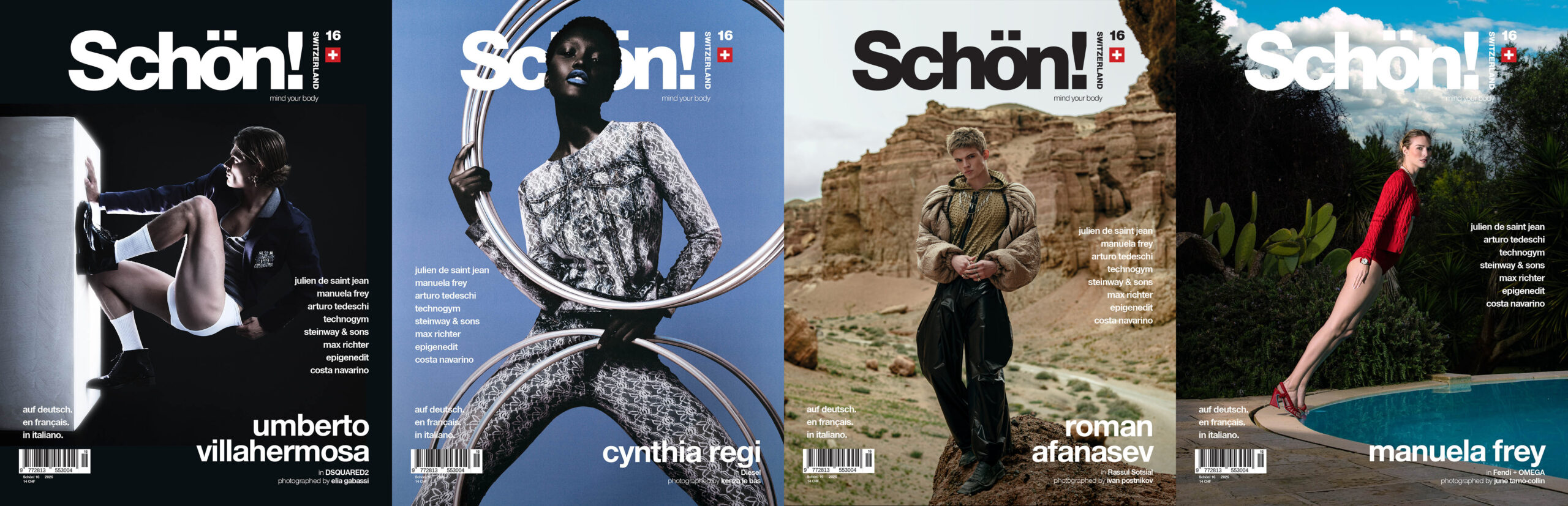 Overview if all 4 covers of Schön! magazine, Switzerland issue 16
