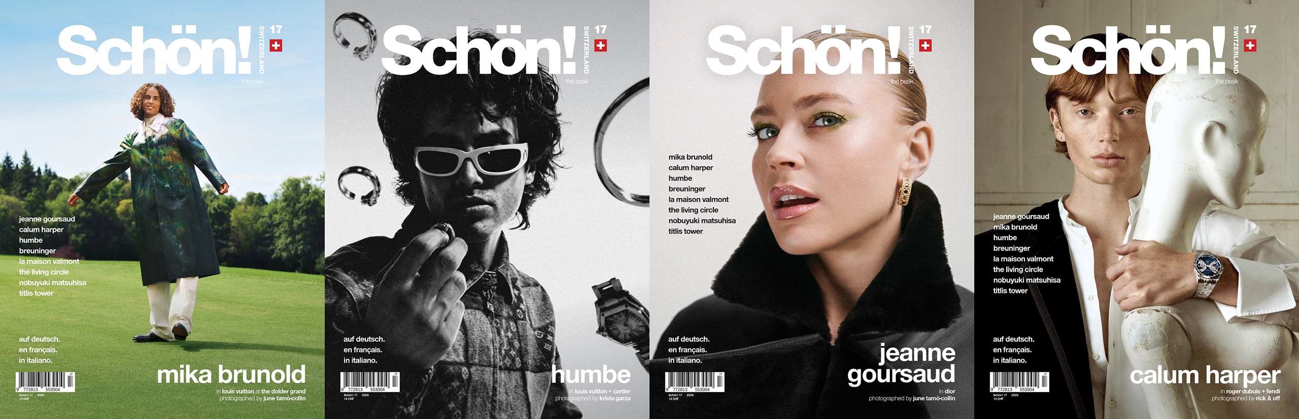 Overview of 4 Cover for the Schön Switzerland issue 17